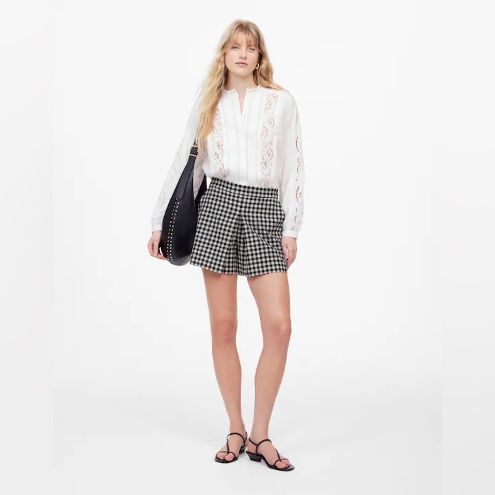 Madewell Black and White Gingham Mini Skort - Picture 1 of 8